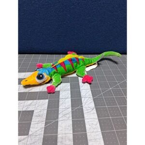 Nanco Lizard Plush Multicolor 2003 Gecko Green Yellow Blue Pink 11 Inch
